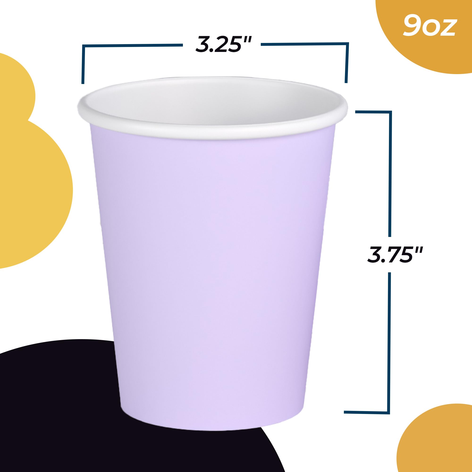 9 Oz. Lavender Paper Cups | 100 Count