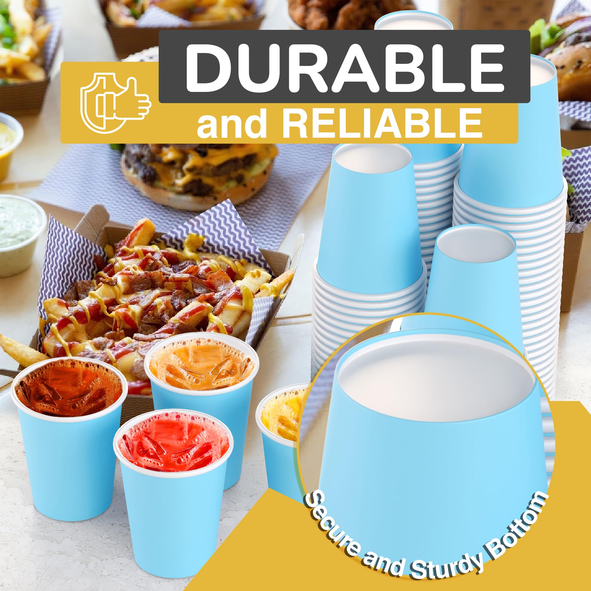 9 Oz. Light Blue Paper Cups | 100 Count