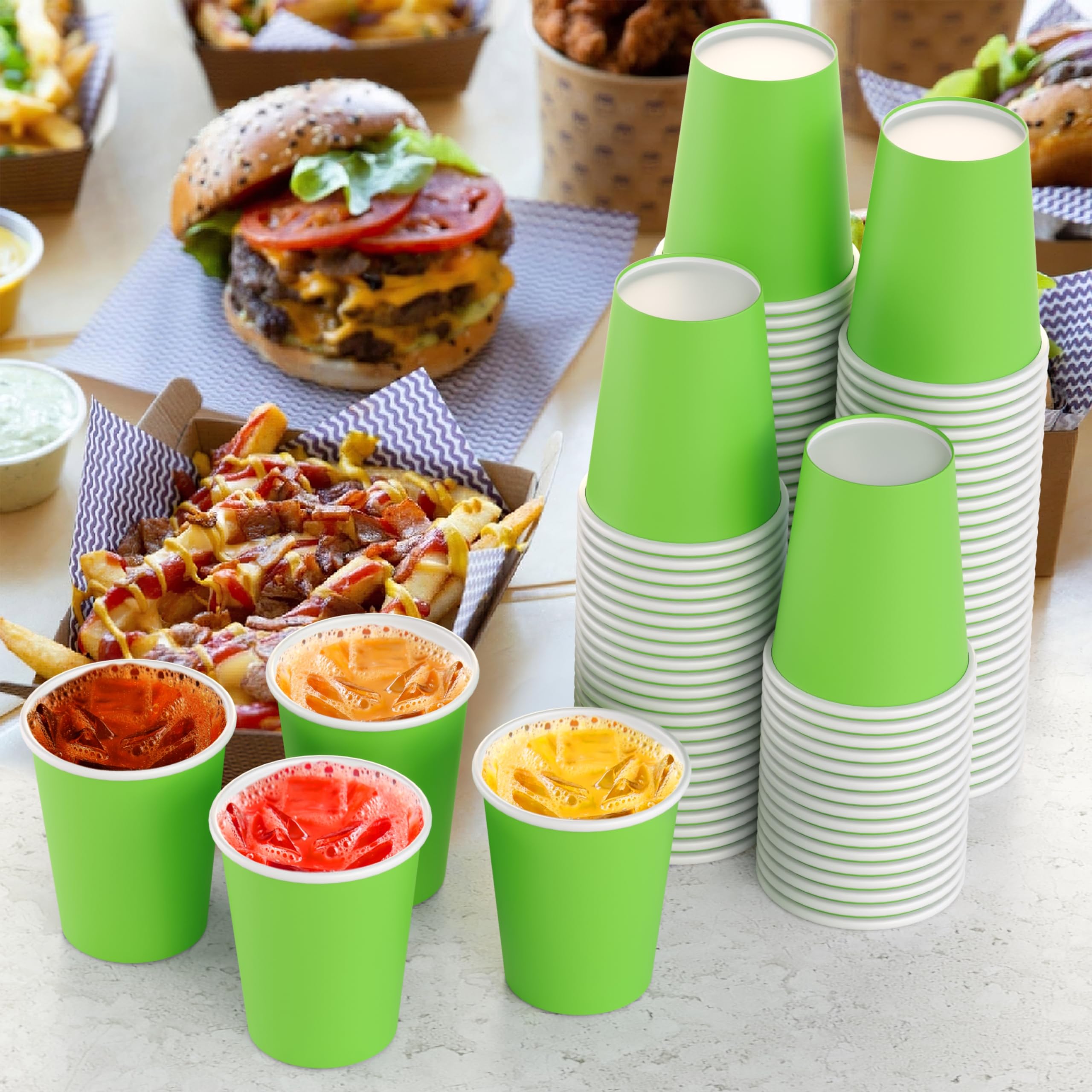 9 Oz. Lime Green Paper Cups | 100 Count