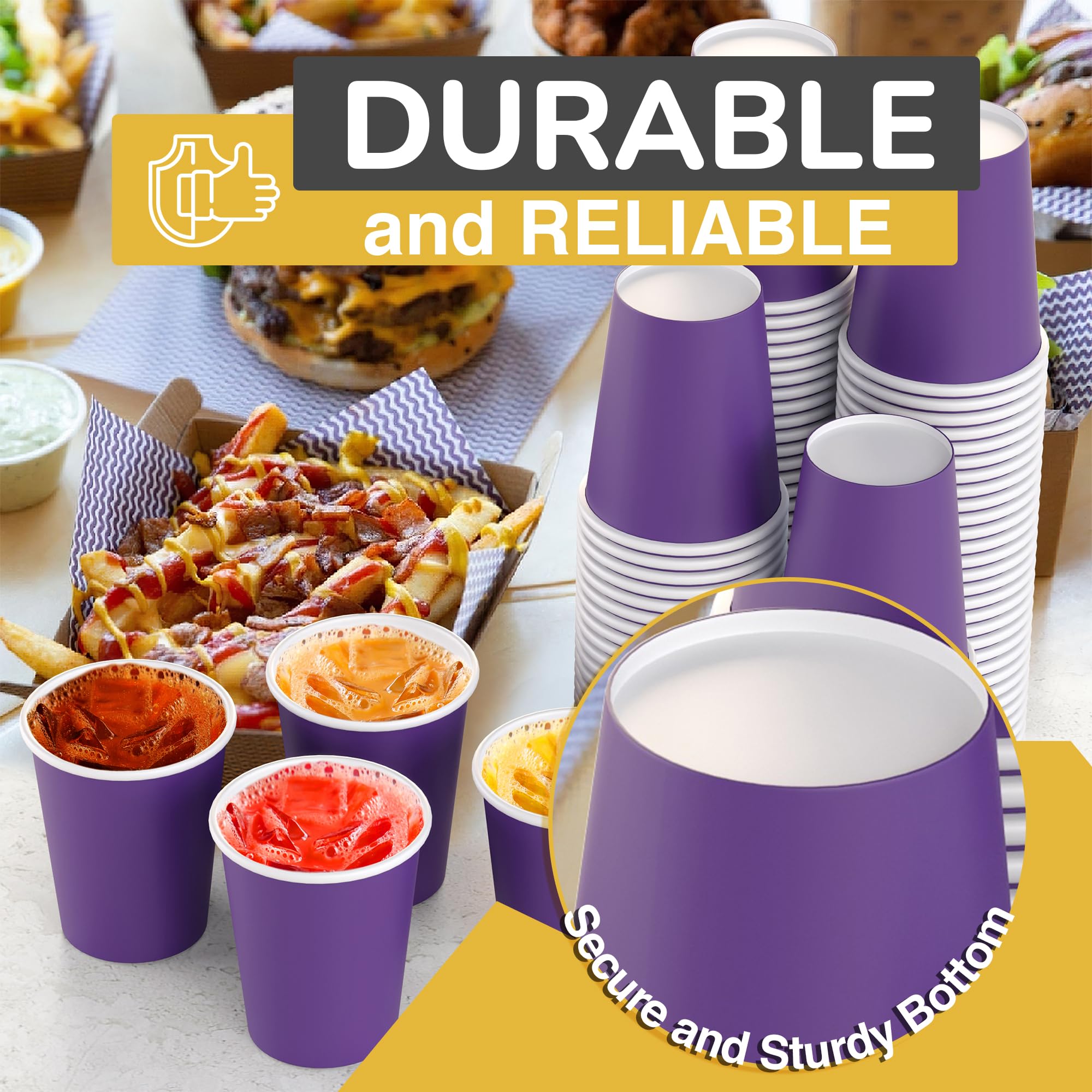 9 Oz. Purple Paper Cups | 100 Count