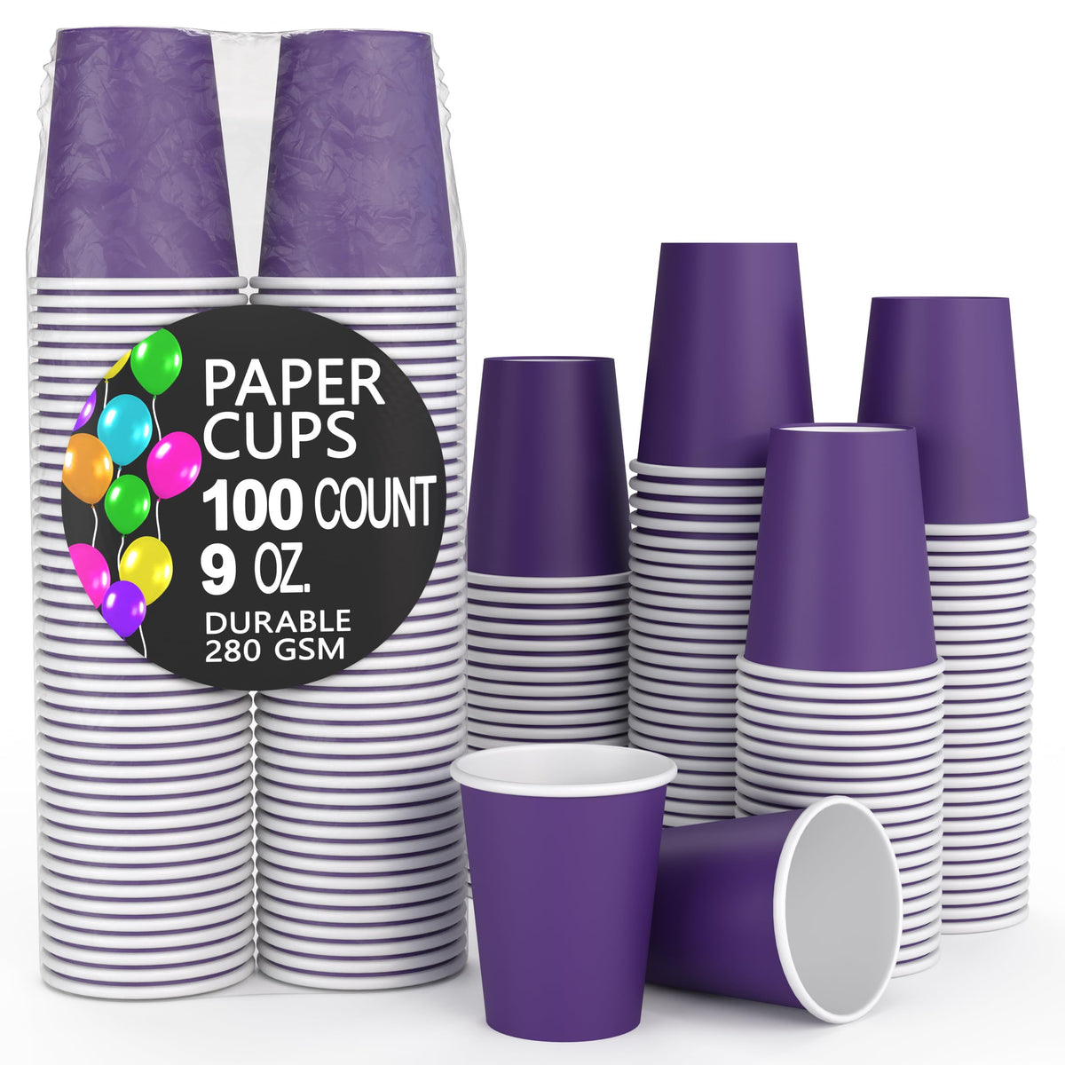 9 Oz. Purple Paper Cups | 100 Count