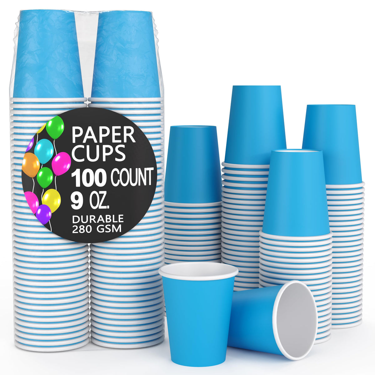 9 Oz. Turquiose Paper Cups | 100 Count