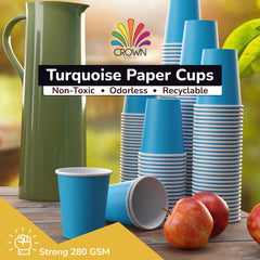 9 Oz. Turquiose Paper Cups | 100 Count