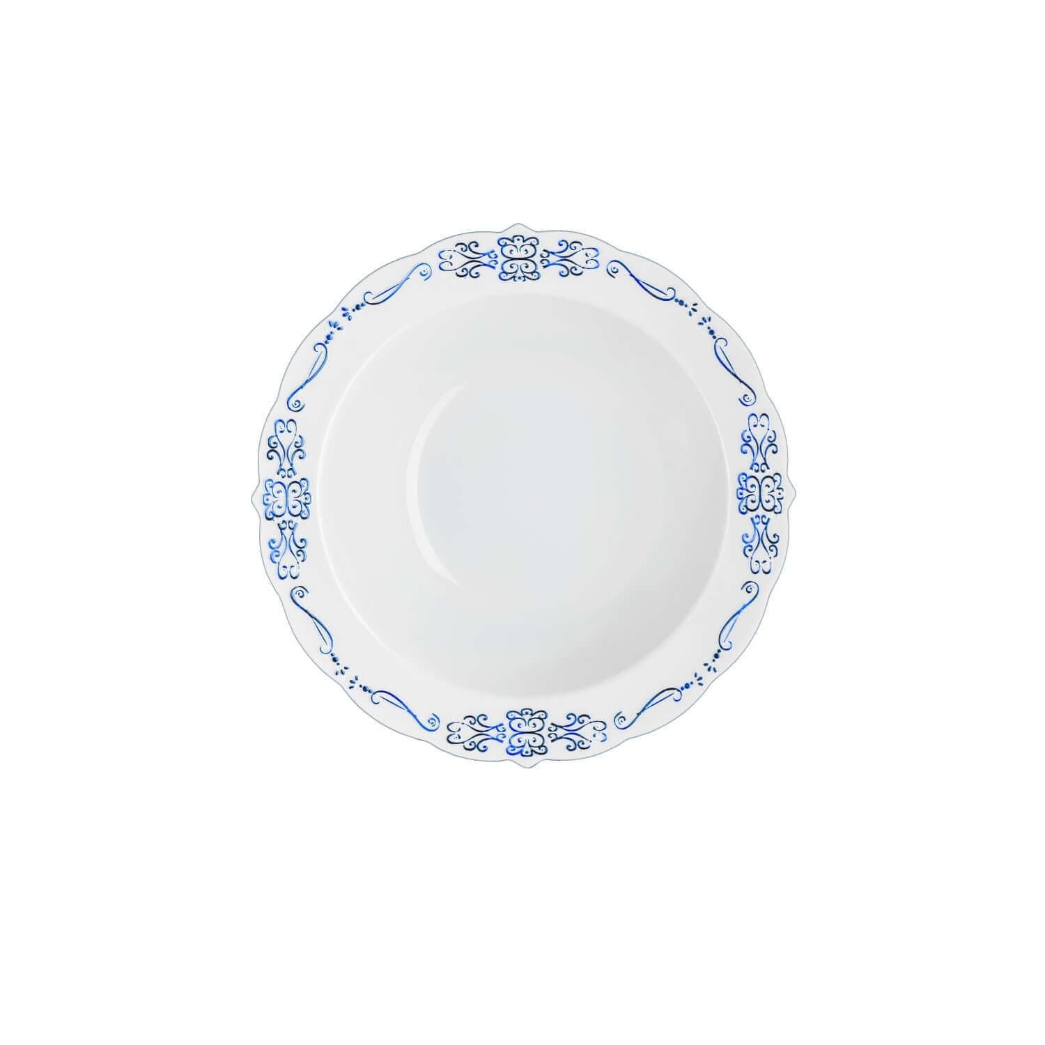 5 oz. White / Navy Victorian Design Plastic Bowls (120 Count) - Yom Tov Settings