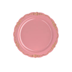 9 In. Coral/Gold Victorian Design Plates | 40 Count