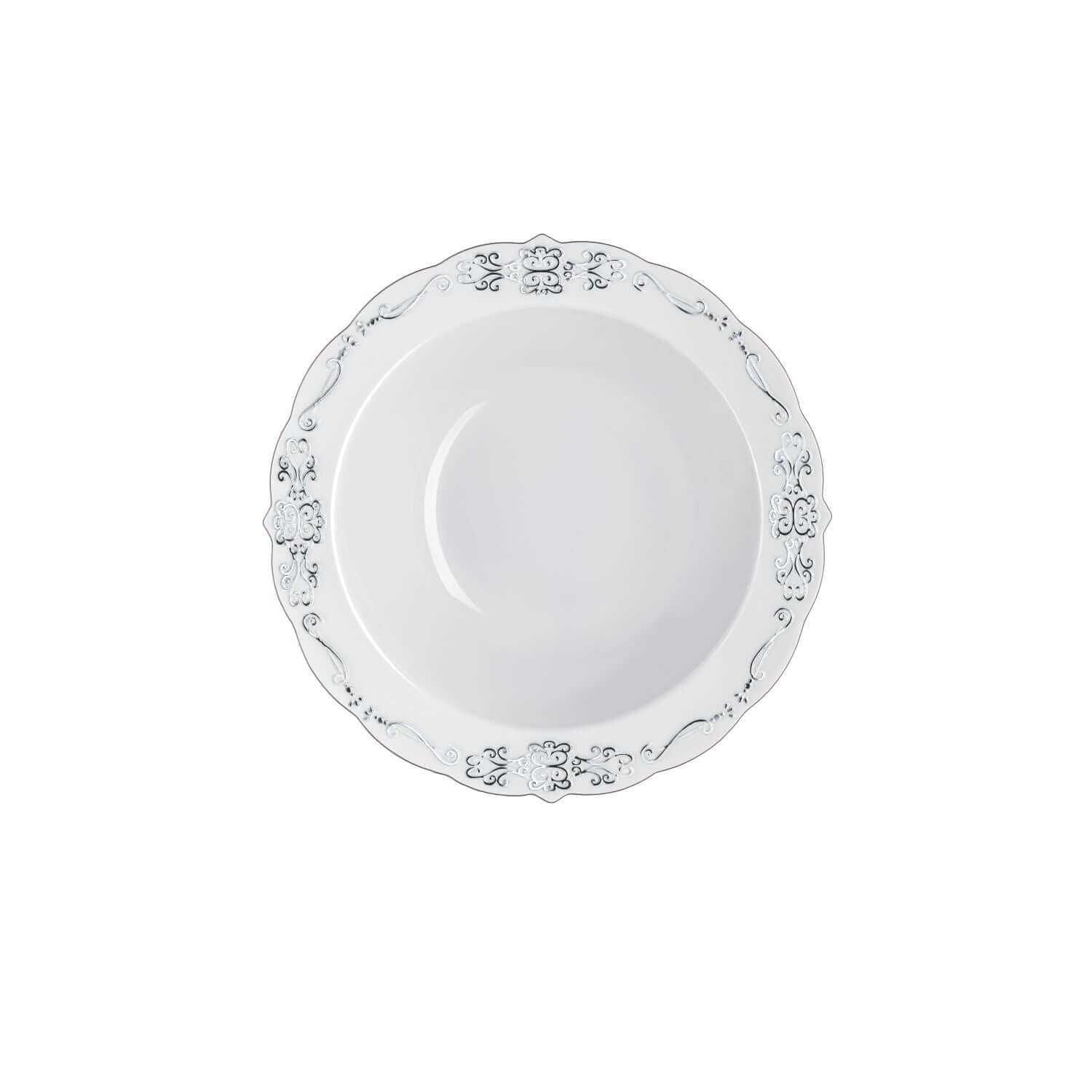 5 oz. Gray / Silver Victorian Design Plastic Bowls (120 Count) - Yom Tov Settings