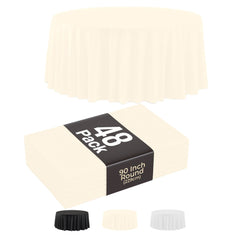 90 In. Premium Round Ivory Plastic Table Covers | 48 Count