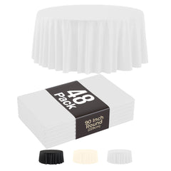 90 In. Premium Round White Plastic Table Covers | 48 Count
