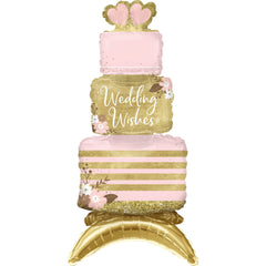 Elegant Wedding Wishes Balloon Cake Decoration - Pack of 6