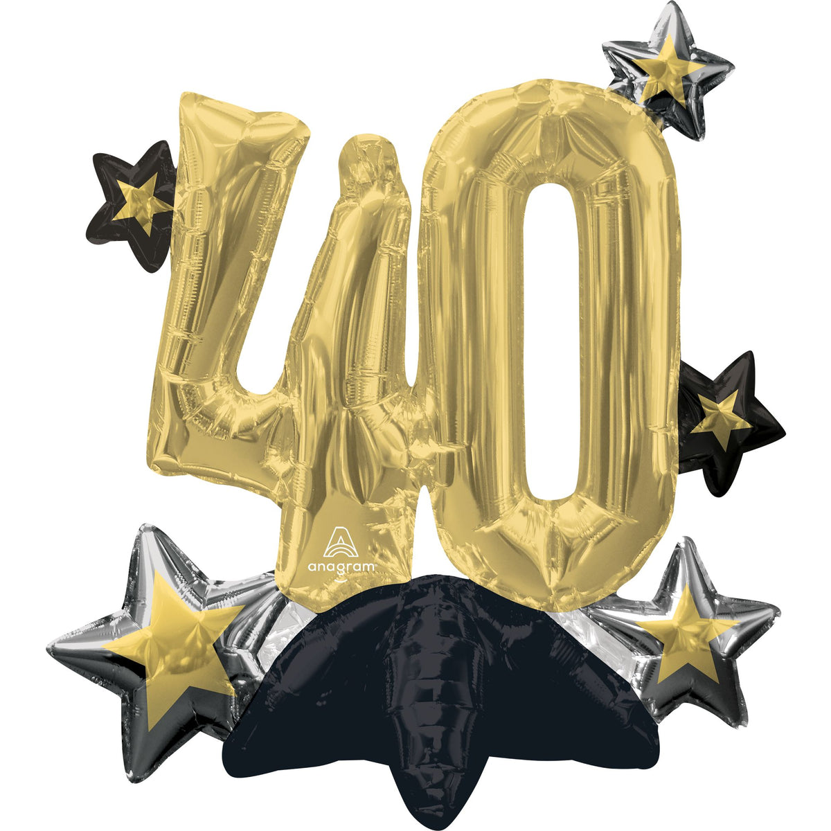 Celebrate 40th Birthday Foil Balloon with Star Accents - Pack of 6