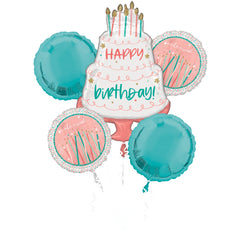 Happy Cake Day Foil Balloon Bouquet - 5 Piece Set - Pack of 3