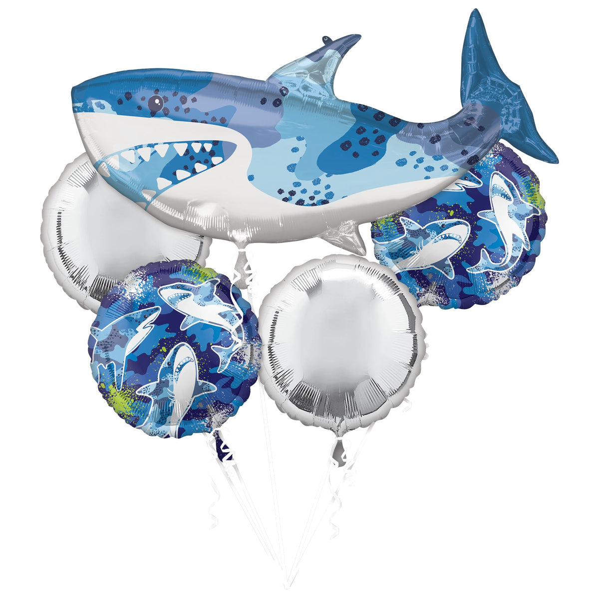 Shark-Themed Birthday Balloon Bouquet Set - 5 Piece - Case of 24