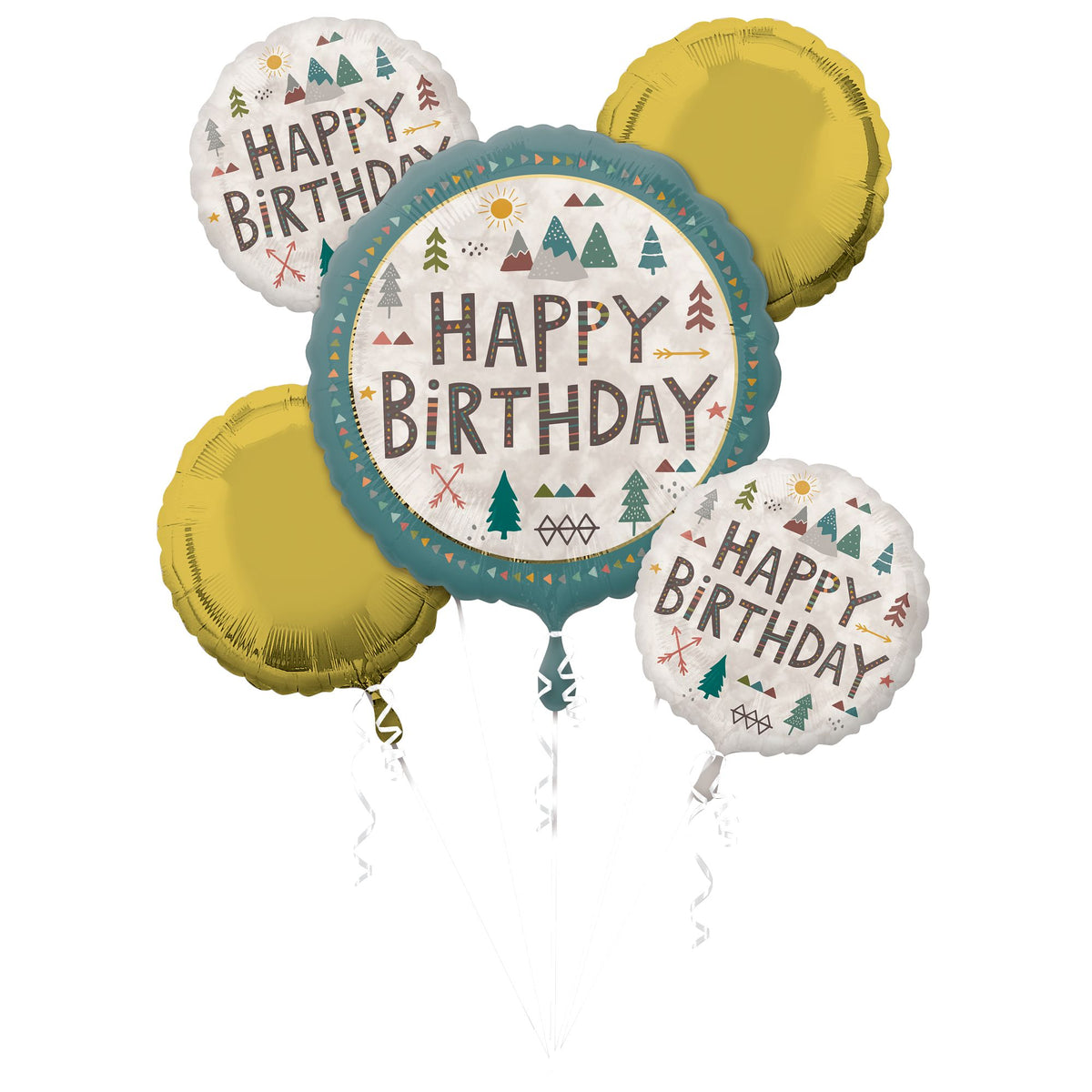 Wilderness Themed Birthday Foil Balloon Bouquet - 5 Piece Set - Case of 24