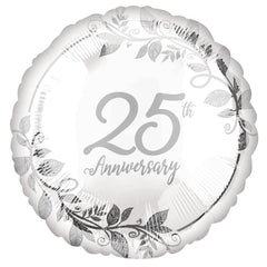 Elegant 25th Anniversary Foil Balloon - Pack of 5