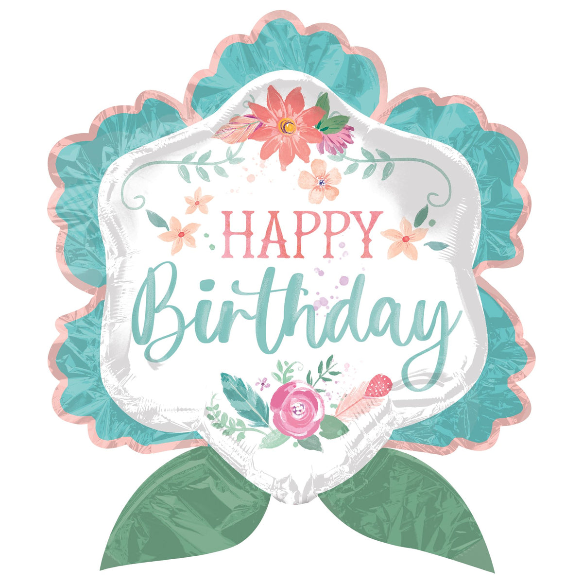Free Spirit Floral Foil Super Shape Balloon - Pack of 5
