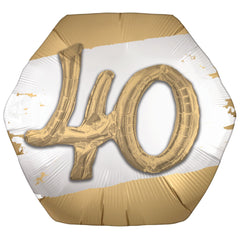 Elegant Gold 40th Birthday Foil Balloon - Pack of 5