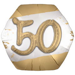 Golden Age 50th Birthday Foil Balloon - Pack of 5