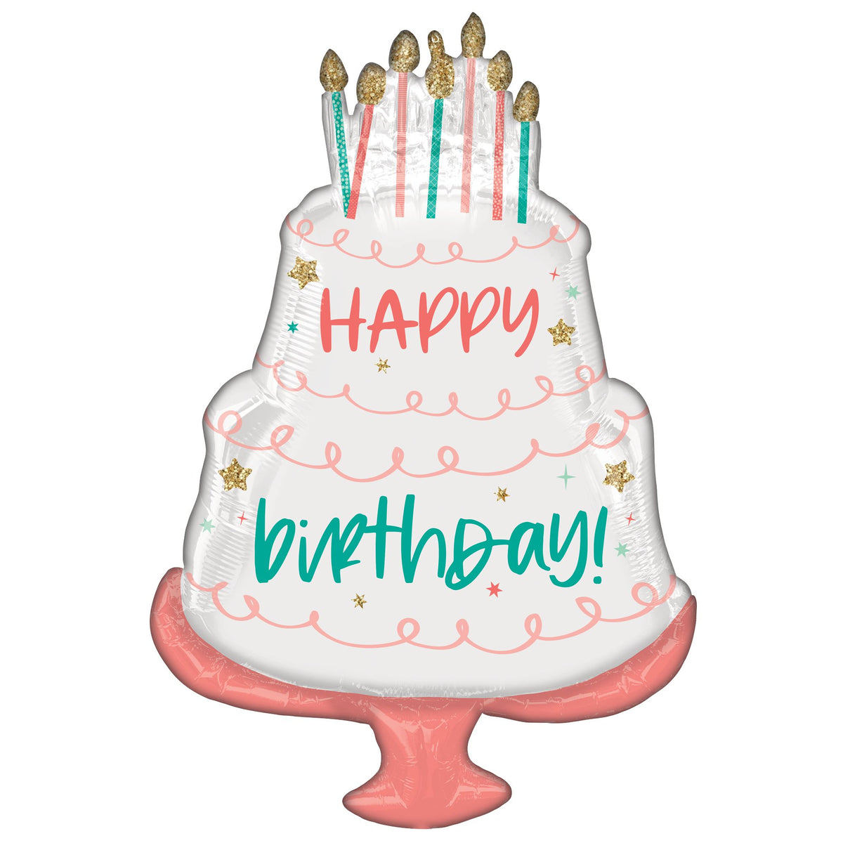 Happy Birthday Cake Day Metallic Balloon - Pack of 5
