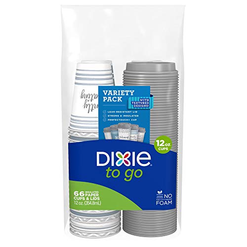 12 Oz. Dixie To Go Insulated Hot Cups With Lids | 1 Bag Of 66 Count