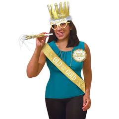 Golden Age Crown Tiara, Button & Horn Kit, Gold/White, One Size, 3-pk - Pack of 6