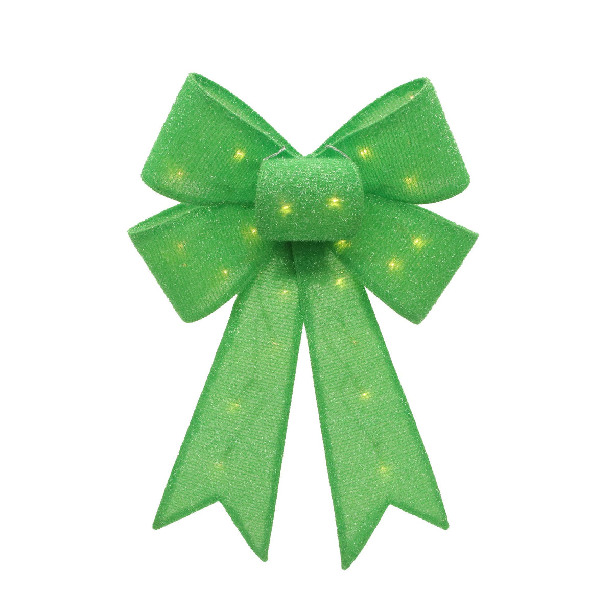 Elegant Green Fabric Bow with Lights - 21 Masquerade Decor - Case of 4