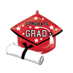 Congratulations Graduate Red Super Shape Foil Balloon - Pack of 2