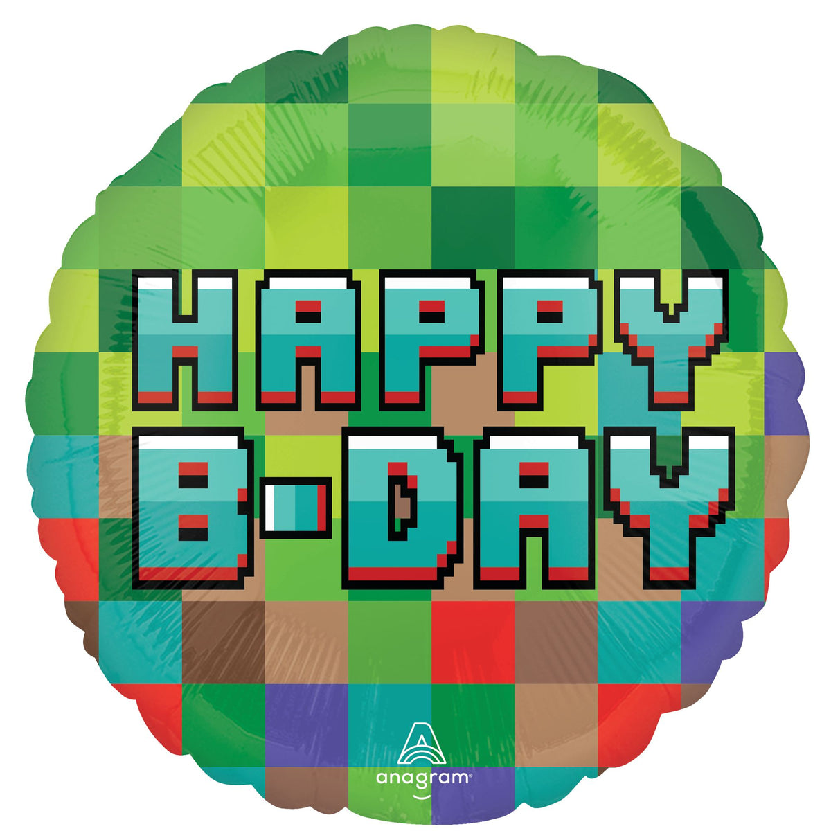 Pixel Party Happy B-Day Metallic Balloon - Pack of 10