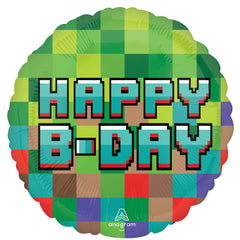 Pixel Party Happy B-Day Metallic Balloon - Pack of 2