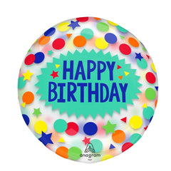 Colorful Dots & Stars Happy Birthday Foil Balloon - Pack of 2