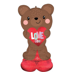Adorable Satin Brown Love Bear AirLoonz Balloon - Case of 24