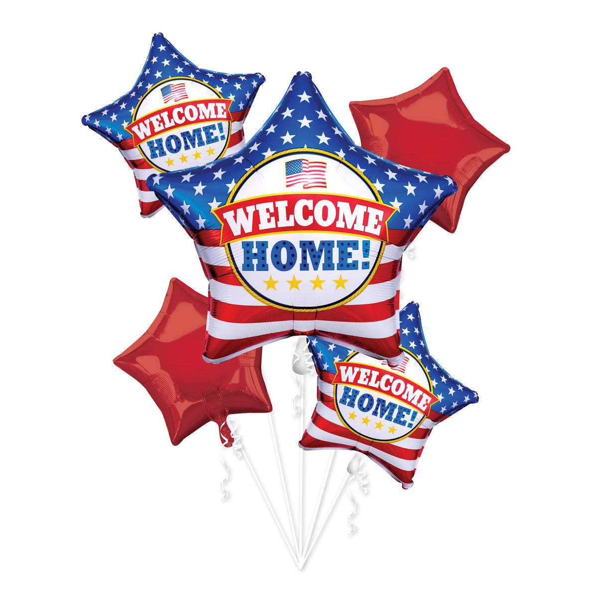 Welcome Home Patriotic Foil Balloon Bouquet - 5 Piece Set - Pack of 3