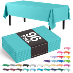 Premium Aqua Plastic Table Covers | 96 Count