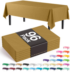 Premium Gold Plastic Table Covers | 96 Count