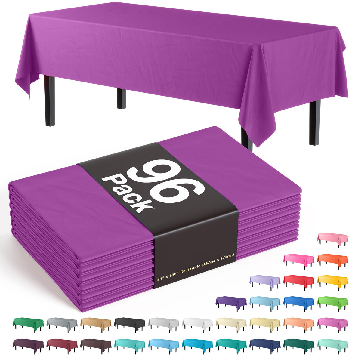 Premium Magenta Plastic Table Covers | 96 Count