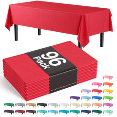 Premium Red Plastic Table Covers | 96 Count