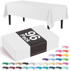 Premium White Plastic Table Covers | 96 Count