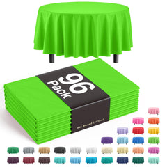 Premium Round Lime Green Plastic Table Covers | 96 Count