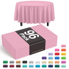 Premium Round Pink Plastic Table Covers | 96 Count