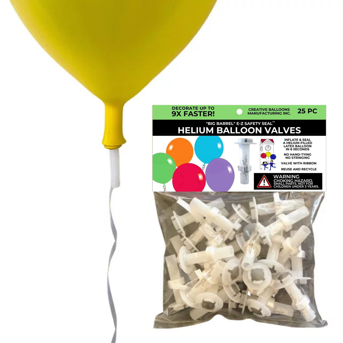 Balloon Safety Seal Helium Valves - 25-ct - Case of 48