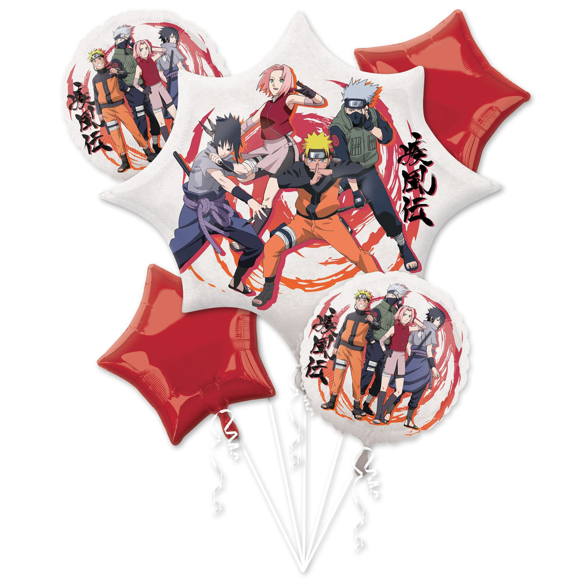 Naruto Themed Foil Balloon Bouquet - Perfect for Birthdays!, 5-pcs - Case of 24