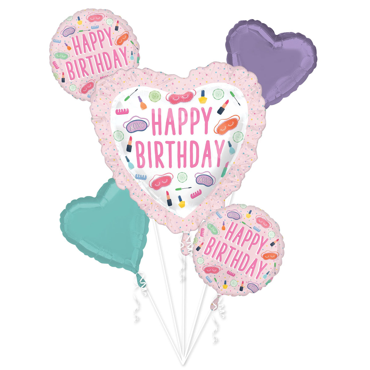 Spa-Themed Birthday Foil Balloon Bouquet, 5-pcs - Pack of 3