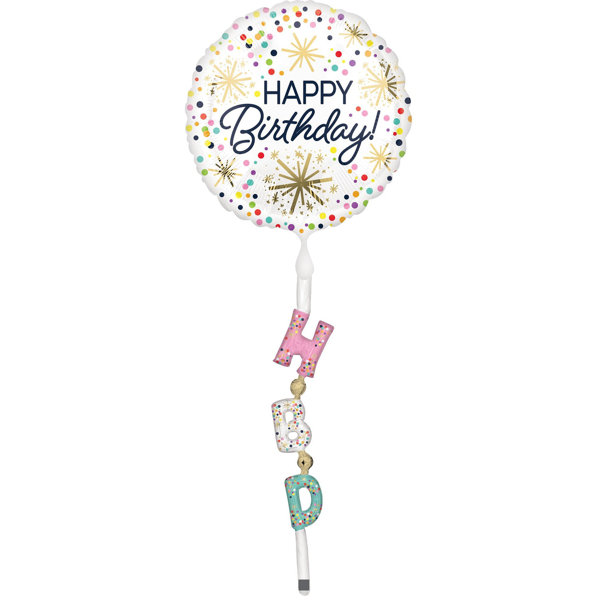 Metallic Happy Birthday Sprinkles Foil Air Walker Balloon - Pack of 3