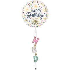 Metallic Happy Birthday Sprinkles Foil Air Walker Balloon - Pack of 3