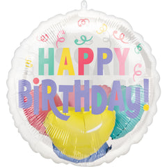 Pastel Confetti Happy Birthday Foil Balloon - Pack of 5