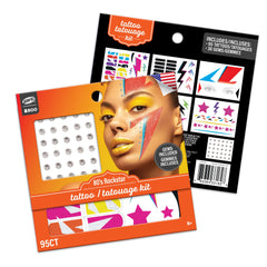 80s Rockstar Temporary Tattoo and Gem Kit - Pack of 12