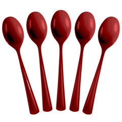 Heavy Duty Burgundy Plastic Spoons | 100 Count