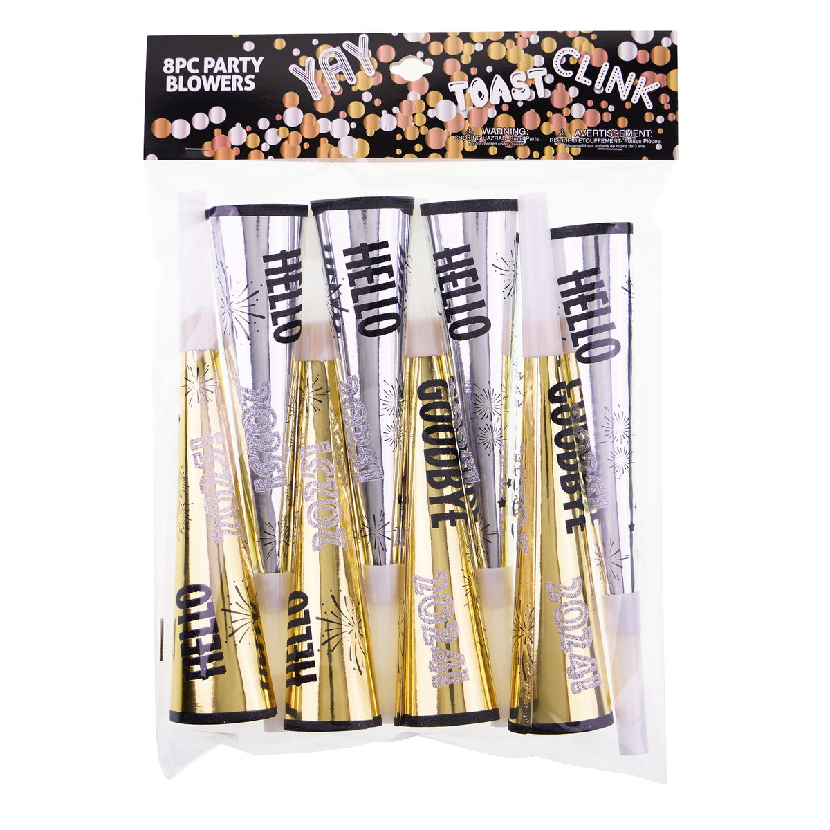 New Year's Eve Party Blowers, 8-Pack Celebratory Set - Pack of 3