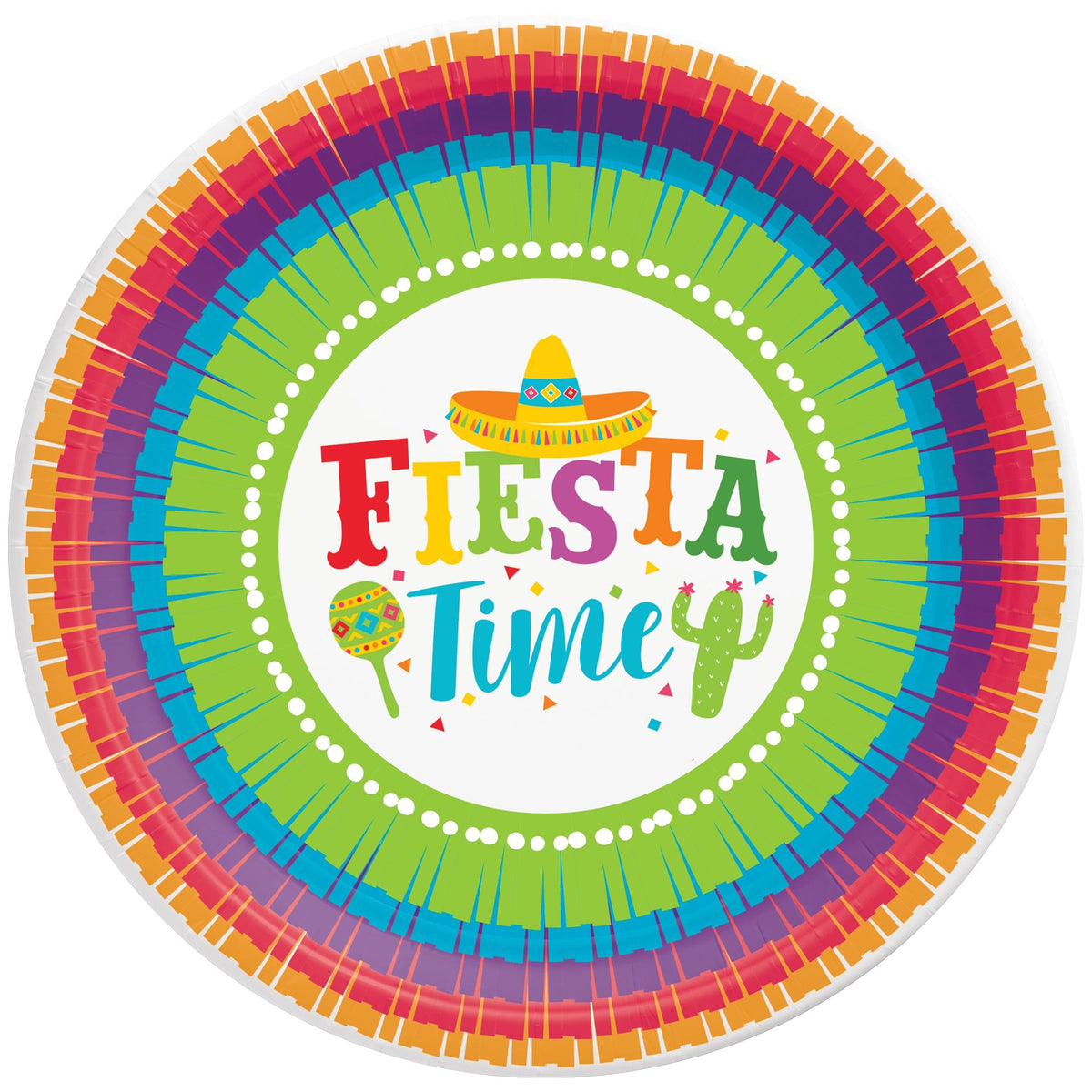 Colorful Fiesta Time 6.75-inch Party Paper Plates, 8-ct - Pack of 18