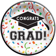 Congrats Grad! 6.75-inch Graduation Paper Plates, 8-ct - Pack of 18
