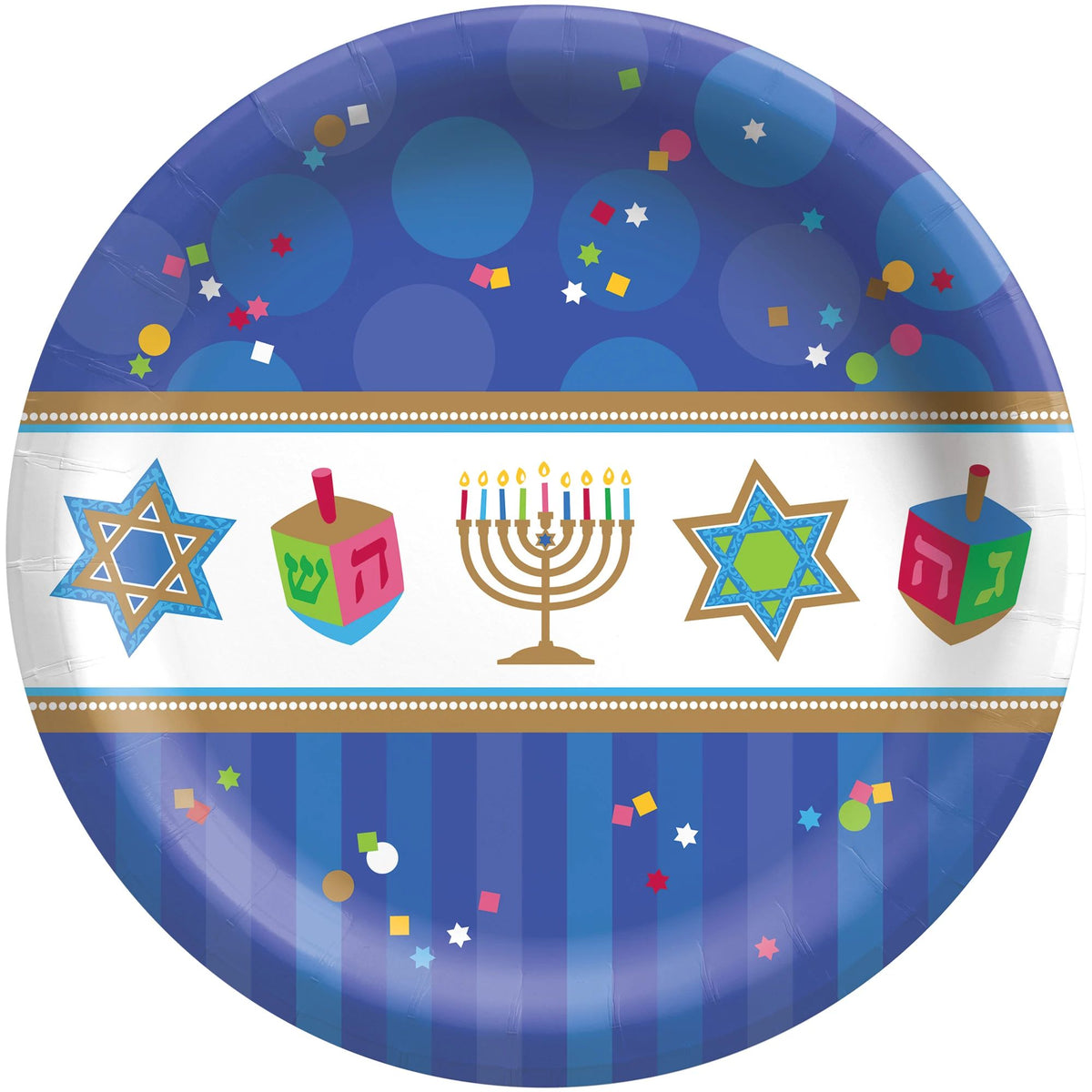 Festive Hanukkah Celebration Paper Plates - 6.75", 8-pk | Case of 180